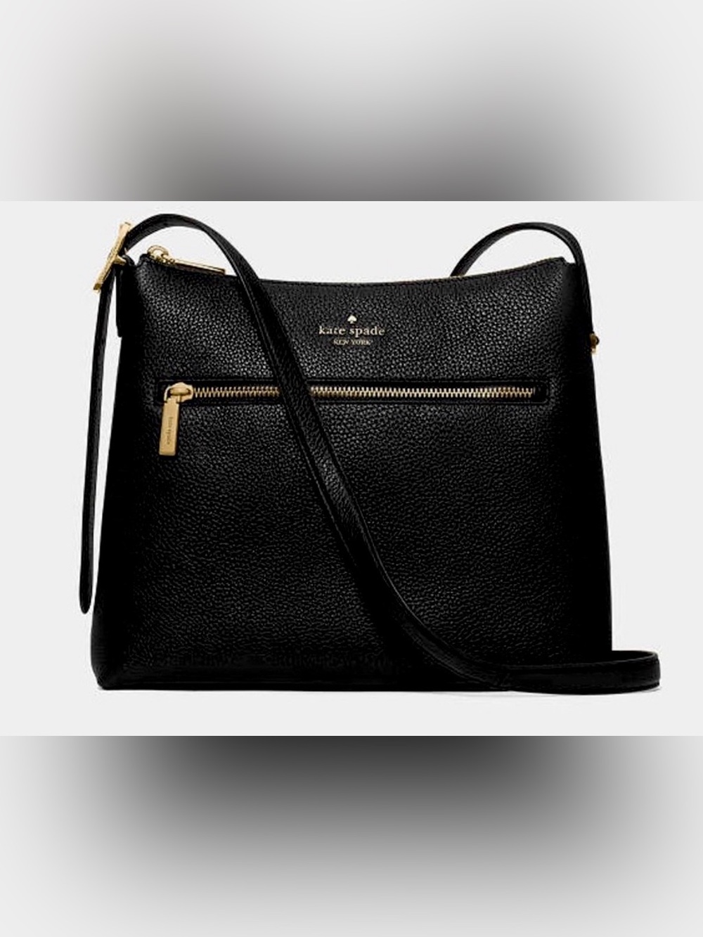 NEW- Kate Spade Black Pebbled Leather Shoulder Crossbody with Gold Hardware